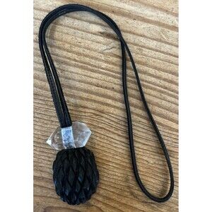 Gerda Lynggaard Monies Necklace Leather Crystal & Ebony Wood Pendant